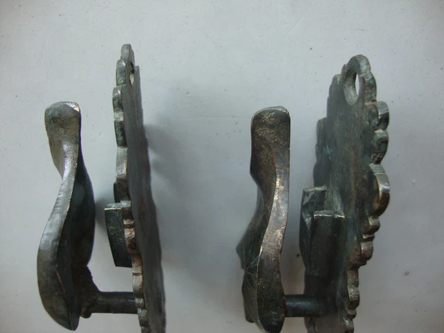 Antique pair brass curtain tie backs 6