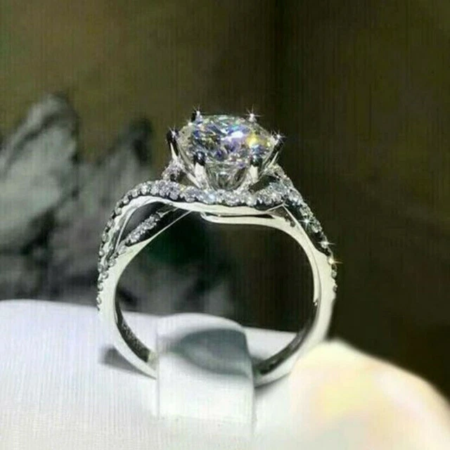 Mariage Anniversaire 925 Argent Anneaux Femme Zircon Cubique Bijoux Fiançailles