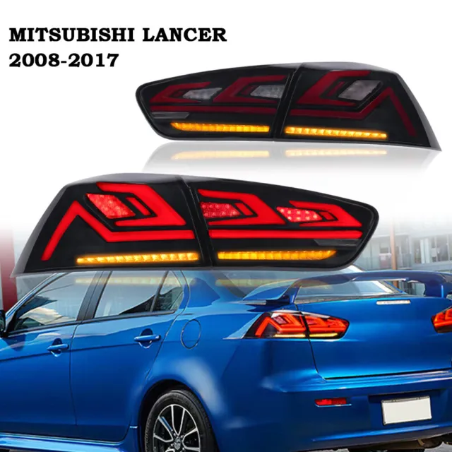 Set Smoke LED Tail Light Rear Lamp For 2008-17 Mitsubishi Lancer EX EVO X Sedan