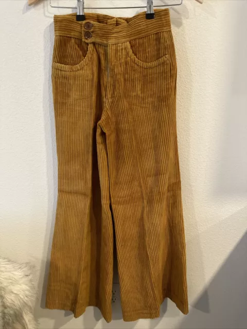 Vintage 70s  Corduroy Pants Wide Flare Bell bottoms Womens Size XS