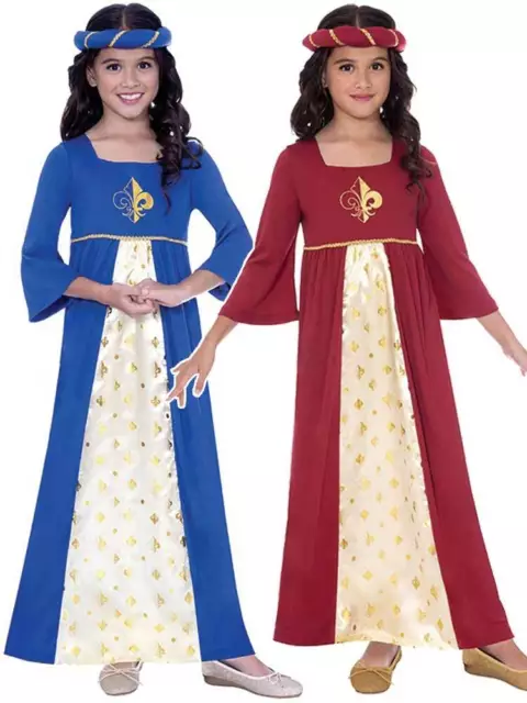 Girls Medieval Tudor Maiden Princess Fancy Dress Royal Costume Book Week Kids