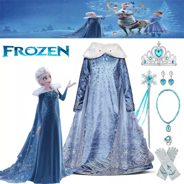 Eiskönigin Elsa Kleid Kostüm Frozen 2 Prinzessin Kinder Mädchen Cosplay Kleider 2