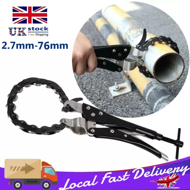 Exhaust Pipe Cutter Wheel Chain Lock-grip Pliers Pipes Tube Wrench Tool 76mm