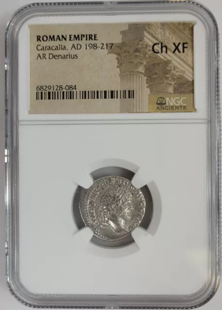 NGC Ch XF Roman AR Denarius of Caracalla CHOICE EXTREMELY FINE NGC Ancients