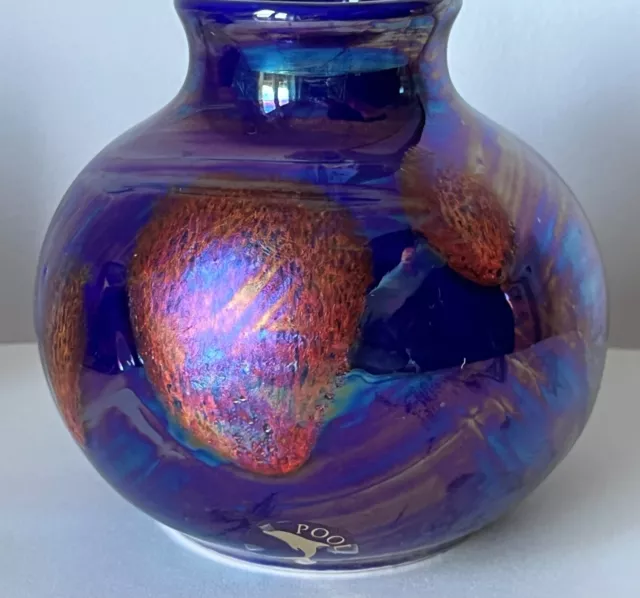 Vintage RARE POOLE POTTERY Living Glaze Lustre COSMIC Round Bulb Vase LABEL