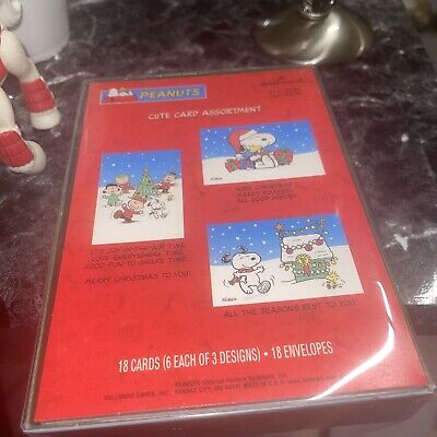 Hallmark Peanuts Charlie Brown, Snoopy, Gang 18 Christmas Card Assortment Boxed