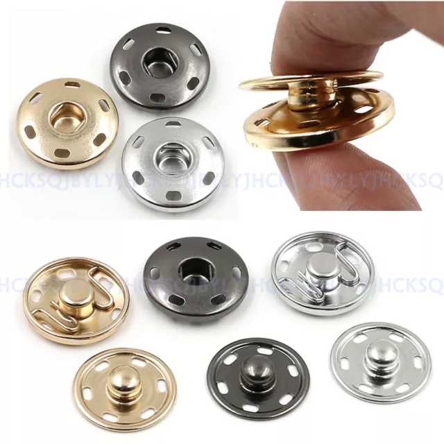 10-21mm Metal Buttons Snap Fastener Press Stud Popper Sew On Sewing Fabric Craft