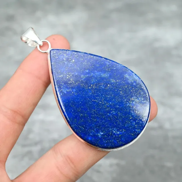 Genuine Lapis Lazuli Crystal 925 Solid Sterling Silver Hand Crafted Pendant 2