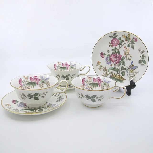 CHARNWOOD by WEDGWOOD Bone China Set of 3 Cups & Saucer Sets 6 Pieces Peony