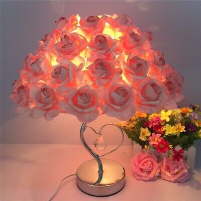 Rose Flower Night Light Table Lamp Figurine Ornament Home Office Decor Art Craft