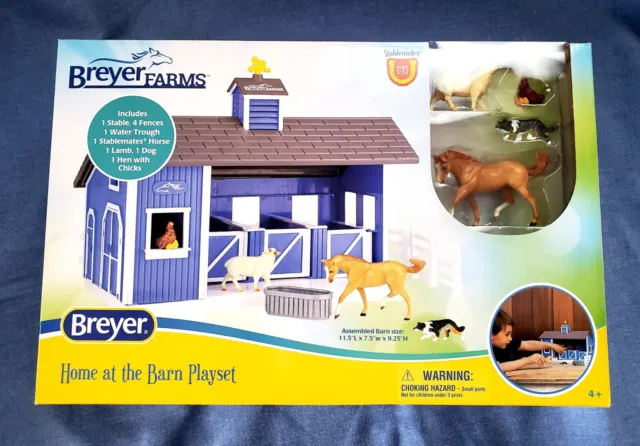 Breyer Stablemates Home at the Barn Playset 10 Pc NIB Horse Sheep Border Collie