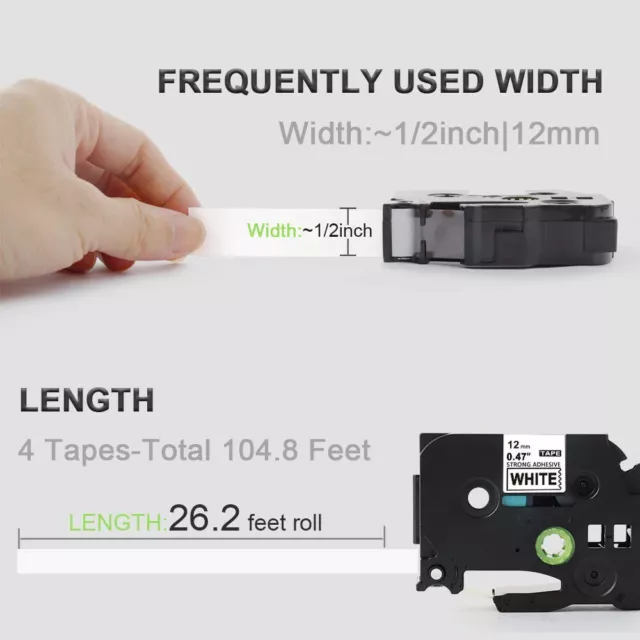 Compatible Brother TZ-231 P-Touch Black On White Label Tape 12mm x 8m TZe-231 3