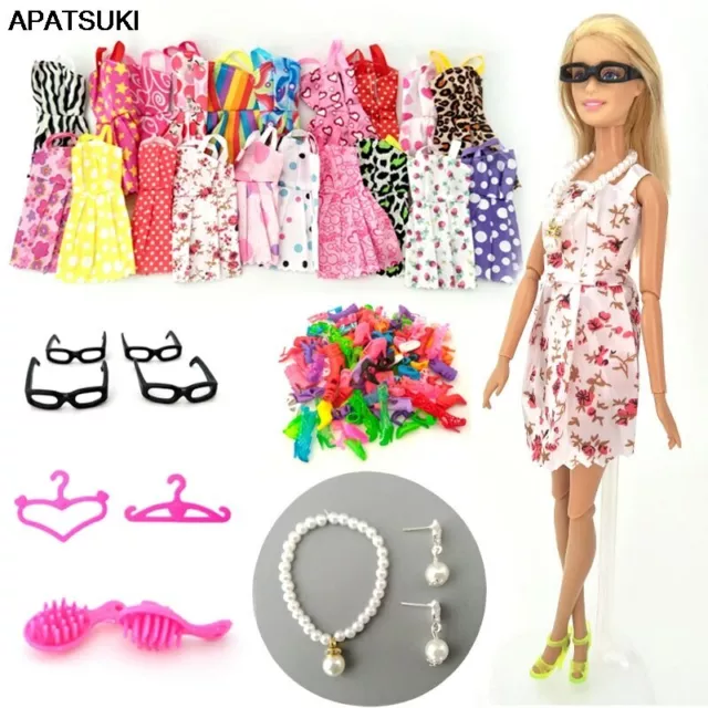 30 Items Fashion Doll Clothes and Jewelry Accessories for 1/6 Barbie Doll Gifts