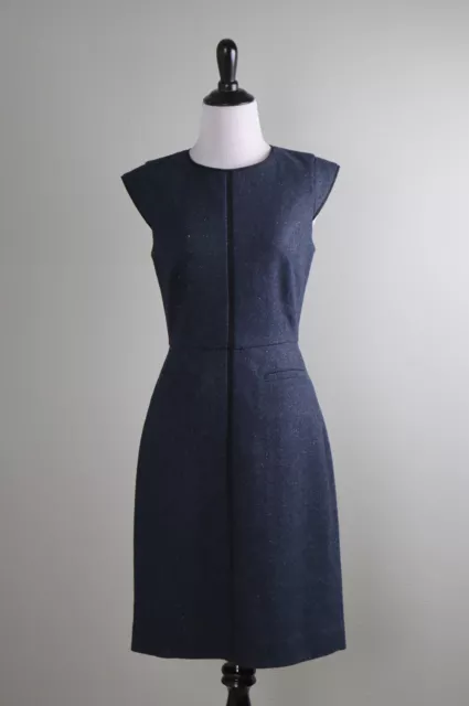 J.CREW $188 Cap Sleeve Lined Wool Silk Blend Dress in Piped Donegal Size 2