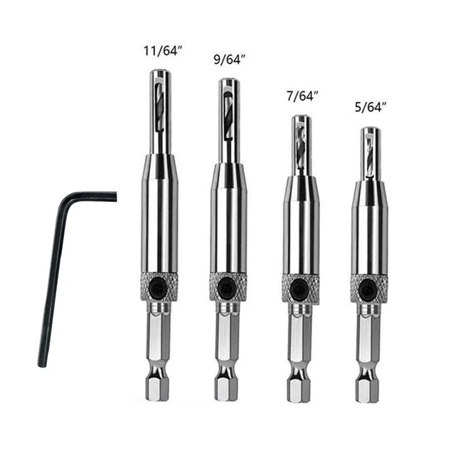 1/4 Hex Shank Bit 5pcs Hinge Drill Bit Set, Woodworking Door Hinge Hole Opener