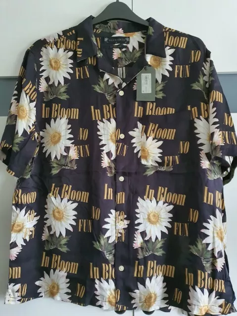 All Saints Mens short sleeved holiday shirt xl -- No Fun In Bloom Black Floral