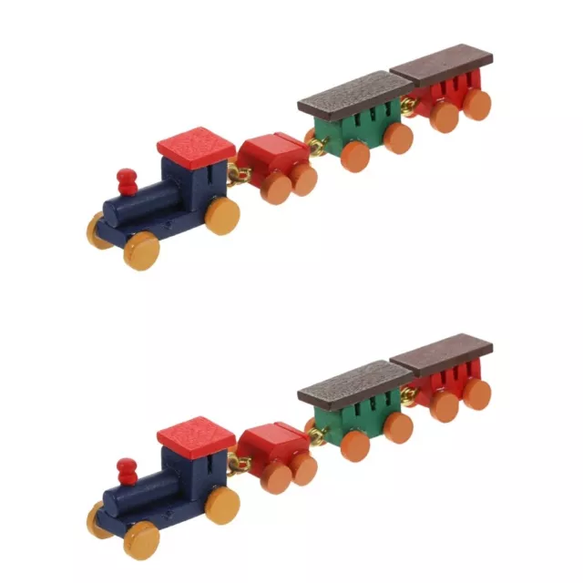 2 Count Kleines Zugmodell Spielzeuge Dekoration Puppenhaus Holz Haushalt