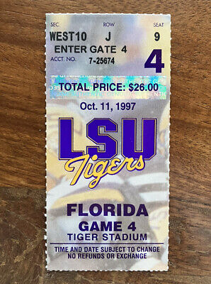 1997 LSU Tigers vs Florida Gators Football Ticket Stub - LSU upsets #1 Florida!