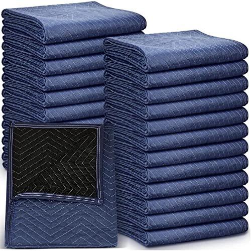 24 Pcs Moving Blankets Packing Blankets for Furniture Quilted Shipping