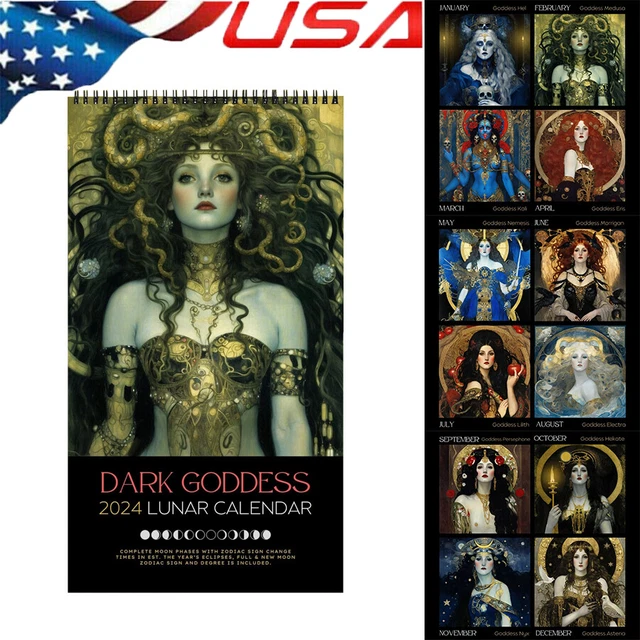 DARK GODDESS CALENDAR, 2024 Wall Caledar Monthly Hanging Caledar for