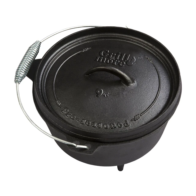 Cocotte Dutch Oven Marmite Casserole pot de feu 8L fonte poêle chaudron gril bbq