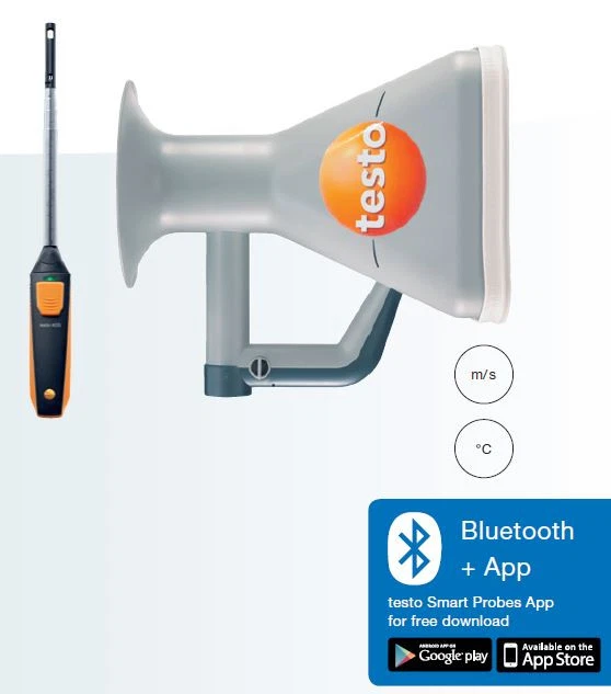 TESTO 405I + 415 Hood / Vent Exhaust Air Volume Flow Kit 05630005 Inc ...