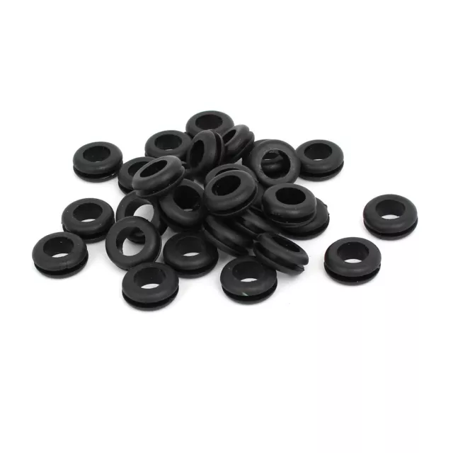 Rubber Ring Sealing Grommet Electrical Wiring Gasket Black 10mm Inner Dia 30pcs