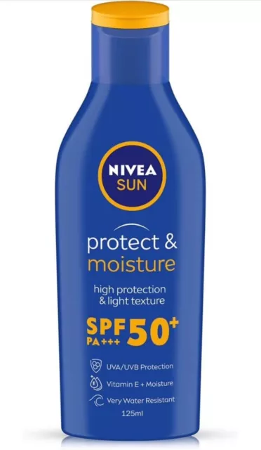 2x NIVEA SUN Protect and Moisture 125 ml SPF 50 Crème solaire | PA+++ UVA