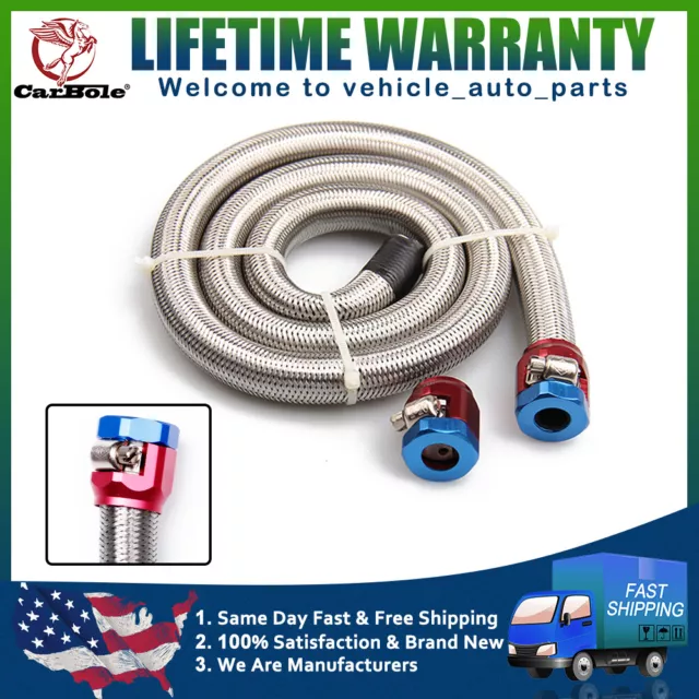 Universal Flexible 3/8 in Stainless Steel Braided Brake Gas /Oil /Fuel Line Hose