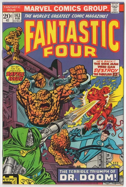 Fantastic Four #143 Marvel Comics 1974 Vf+ 8.5 - Doctor Doom App - Hi-Res Scans
