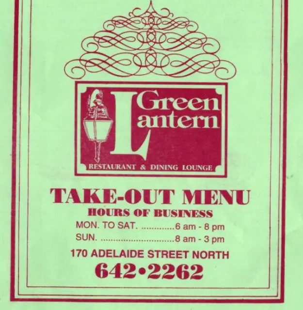 Green Lantern Restaurant Dining Lounge Menu London ON Ontario Adelaide Defunct