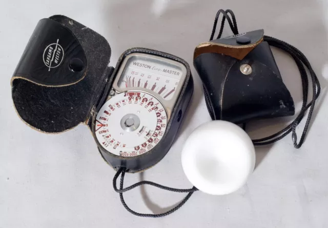 WESTON Euro-MASTER Light Meter  With Invercone, Leather Case - NOT WORKING