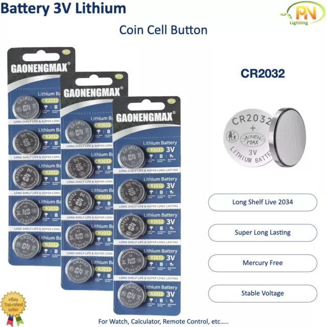 CR2032 Lithium Battery 3V Coin Cell Button Long Expiry Date [ 2034 ]