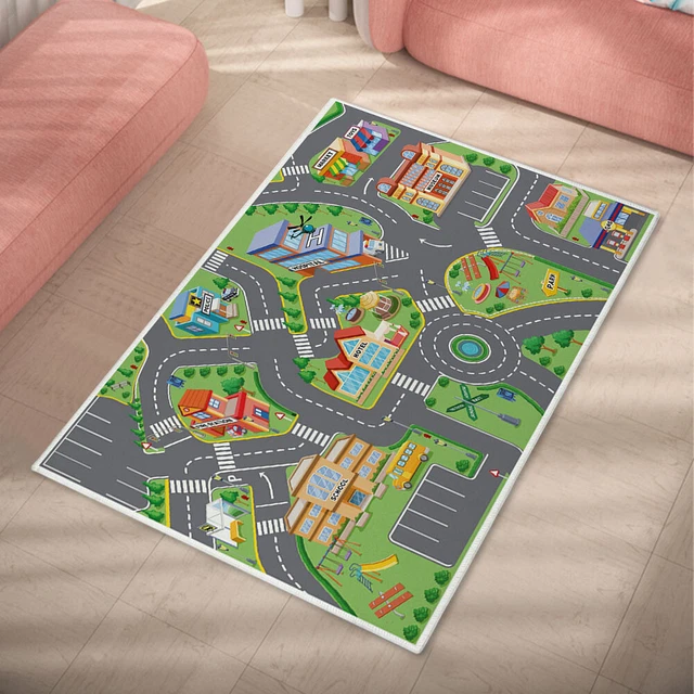 Kids Cartoon Carpet Rectangular Crawling Rug for Playroom Bedroom (60*90cm A)