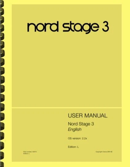 Nord Stage 3 Keyboard Synthesizer OWNER'S MANUAL