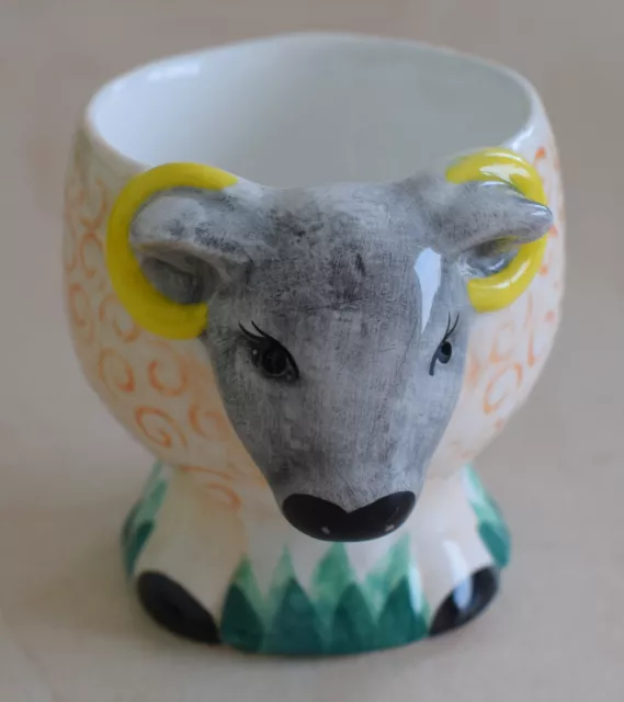 HP / CC Hp Egg Cup - Sheep With Grey Head And Yellow Horns Novelty Animal  £5.00 - PicClick UK