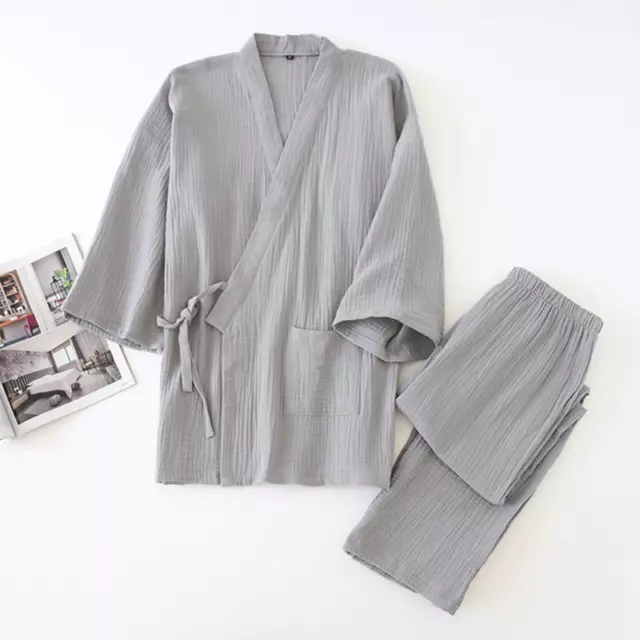 Uomo Giapponese Kimono Set Pigiama Notte Manica Corta Biancheria da Casa Wear