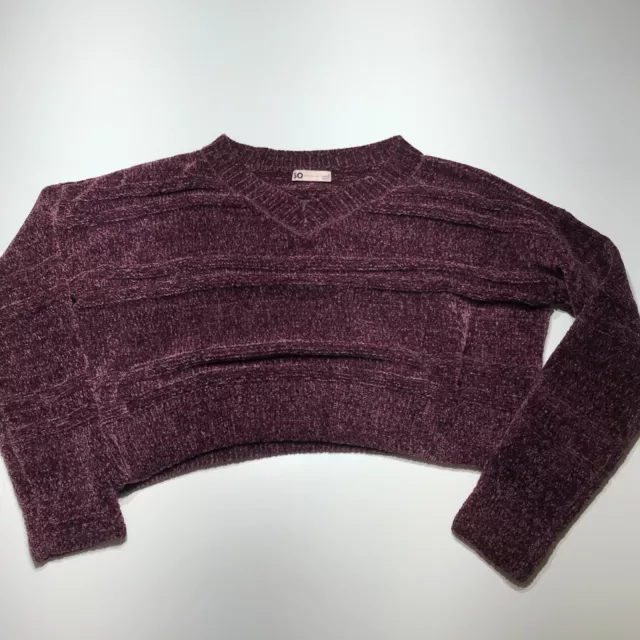 SO Sweater Juniors Size Medium NWOT Purple Luxe Chenille Long Sleeve Cropped