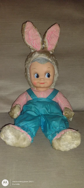 Rushton type Gund Rubber Face Vintage Bunny Girl Boy Rabbit Stuffed Plush