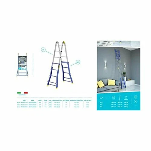 Colombo Scala PRATIC 4+4 In Acciaio Alluminio Altezza Massima 3,7 M 2