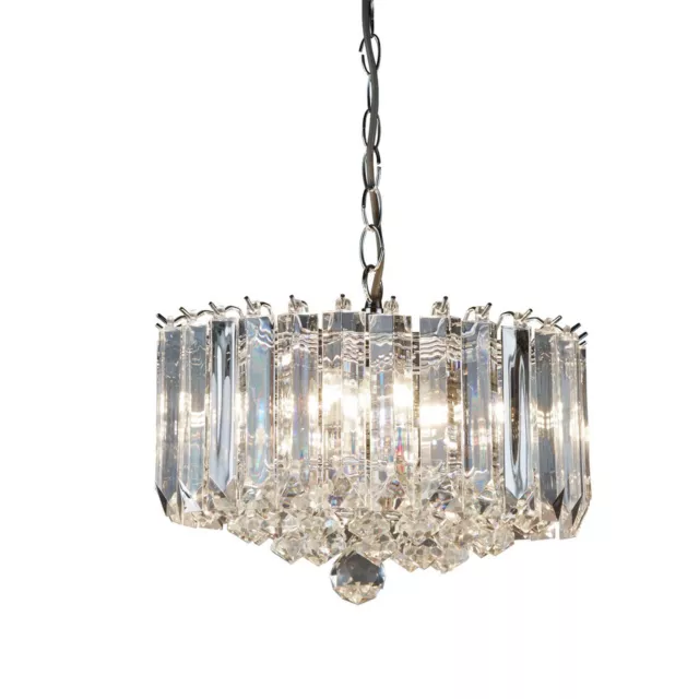 4 Lights Polished Chrome Ceiling Fitting Pendant Light with Clear Crystal Balls