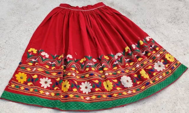 Old Banjara Boho Kuchi Collectible Tribal Ethnic Mirror Embroidered Skirt