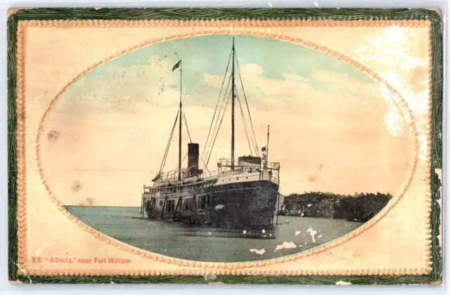S.S. Alberta, Fort William (1915) - Antique Postcard