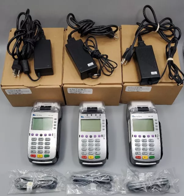 3- Verifone VX520 Credit Card Machine Terminal Readers VX 520 With Cords