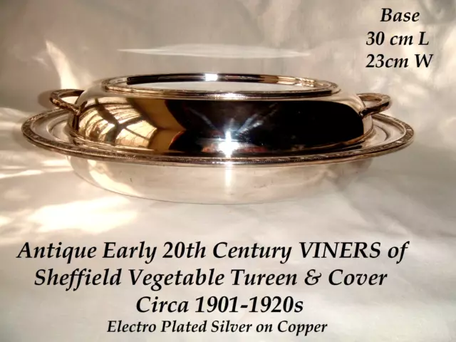 Antique Silver Plated VINER`S Oval Vegetable server tureen and Cover + Server