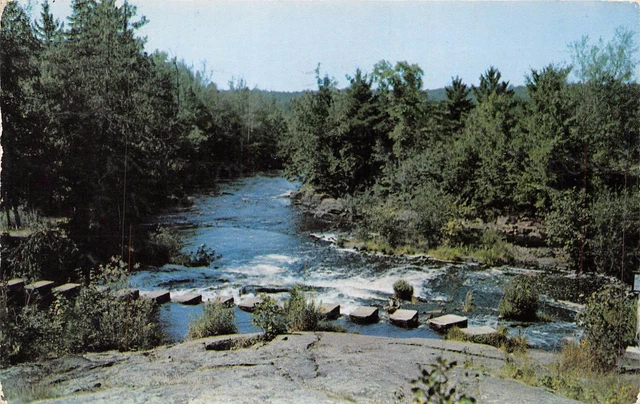 Upper Peninsula Michigan Ontonagon River Stepping Stones Postcard 1955 Pstmk