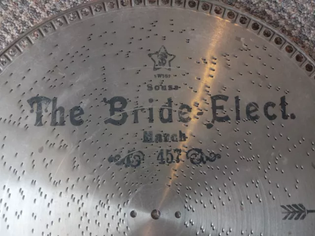 Antique Regina music box disc metal record Swiss The Bride Elect March 457 15.5"