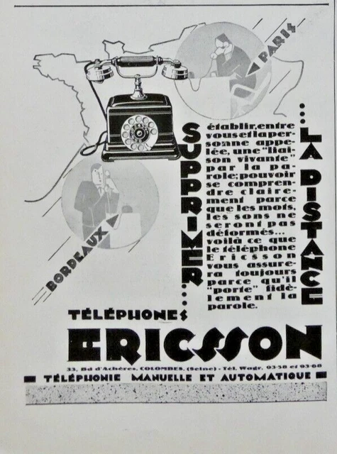 1929 Ericsson Phone Manual & Automatic Press Advertisement