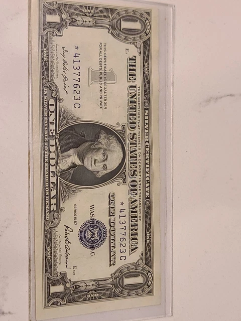 1957 Series A One Dollar Bill Silver Certificate Star Note Blue Seal. Rare
