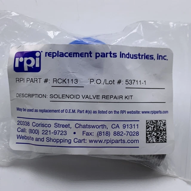 Midmark Ritter M7 M9 M11 Autoclave Solenoid Fill Valve  Repair Kit #RCK113